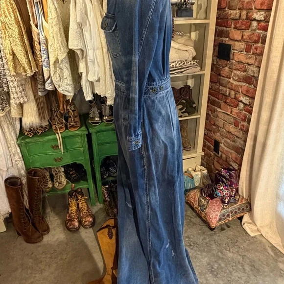 Ralph Lauren Blue Button-Front Maxi Denim Dress - Picture 3 of 16
